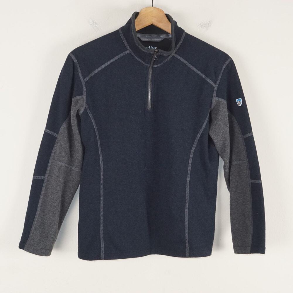 Kuhl Revel 1/4 Zip Kashmira Fleece Blue Pullover Sweater Boys Sz 10 - 12